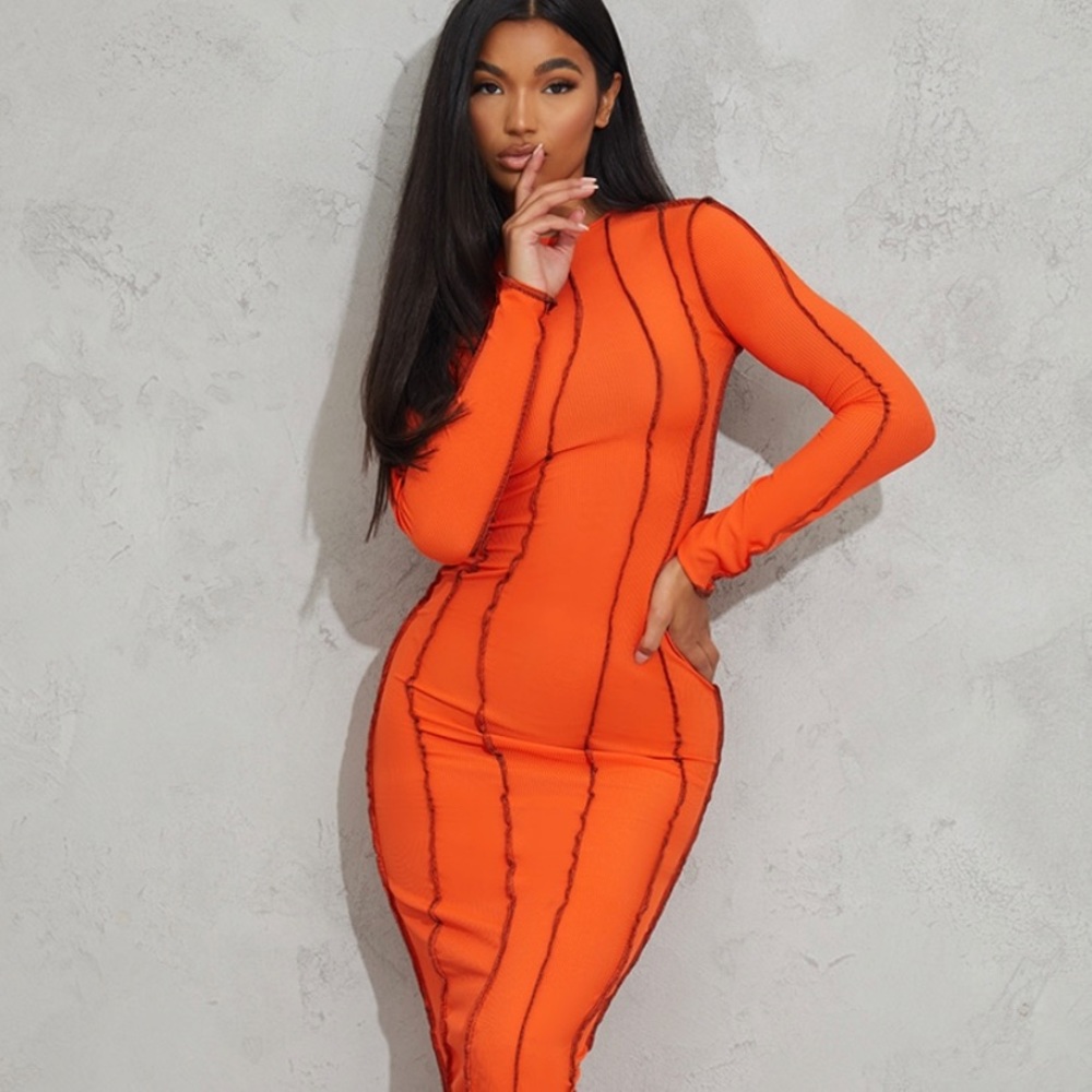 Orange Midi Dress